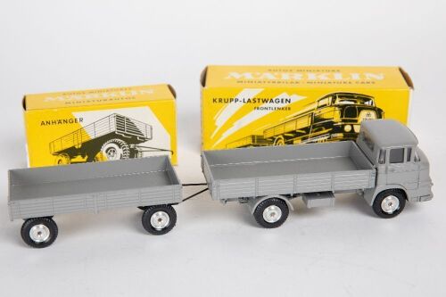 MARKLIN: A Marklin 1:43 scale Krupp Camion truck (#8034) and adjoining Anhanger trailer (#8012) in original boxes