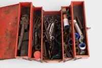 TOOL BOXES: Three vintage tool boxes each containing tools of differing sizes - 5