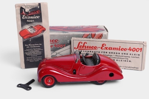 SCHUCO: A c1940s-1950s Schuco Examico tinplate wind-up BMW 328 (#4001), 14cm long