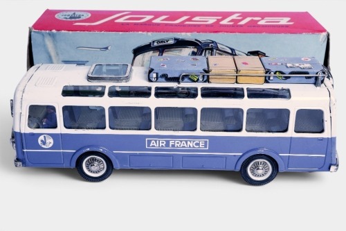 JOUSTRA: A large Joustra (France) tinplate friction Air France passenger bus (Ref 600), 38cm long, in original box