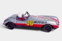 RACING CAR: A c1960s Japanese made tinplate friction Buffalo Challenger, car #36 racing car toy with driver, 19cm long