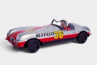 RACING CAR: A c1960s Japanese made tinplate friction Buffalo Challenger, car #36 racing car toy with driver, 19cm long - 2