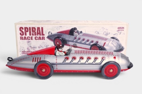 SCHYLLING: A Schylling Collector Series tinplate Spiral Race Car, 31cm long in box