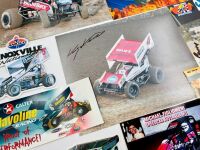 SPRINT CARS: A group of sprint cars items including part of a sprint cars top wing, seven autographed photos, a medal and a group of stickers [Location: Sydney] - 3