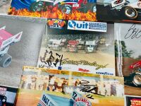 SPRINT CARS: A group of sprint cars items including part of a sprint cars top wing, seven autographed photos, a medal and a group of stickers [Location: Sydney] - 5