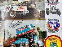 SPRINT CARS: A group of sprint cars items including part of a sprint cars top wing, seven autographed photos, a medal and a group of stickers [Location: Sydney] - 8