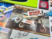 SPRINT CARS: A group of sprint cars items including part of a sprint cars top wing, seven autographed photos, a medal and a group of stickers [Location: Sydney] - 9