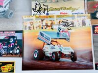 SPRINT CARS: A group of sprint cars items including part of a sprint cars top wing, seven autographed photos, a medal and a group of stickers [Location: Sydney] - 11
