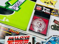 SPRINT CARS: A group of sprint cars items including part of a sprint cars top wing, seven autographed photos, a medal and a group of stickers [Location: Sydney] - 12