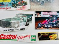 SPRINT CARS: A group of sprint cars items including part of a sprint cars top wing, seven autographed photos, a medal and a group of stickers [Location: Sydney] - 13