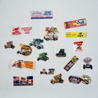 SPRINT CARS: A group of sprint cars items including part of a sprint cars top wing, seven autographed photos, a medal and a group of stickers [Location: Sydney] - 14