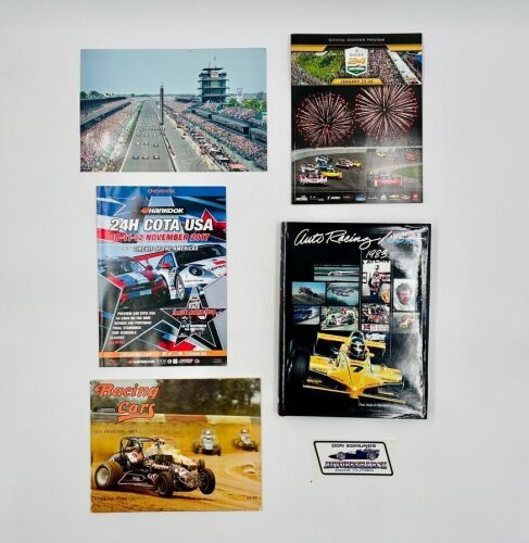 242d · AMERICAN MOTORSPORT: A hardcover book, 'Auto Racing USA: The Year in Review 1983' by Leslie Ann Taylor together with 'Racing Cars: Volume 1 Number 3' by Carl Hungness, two race programs, and an Indy 500 photo [Location: Sydney]