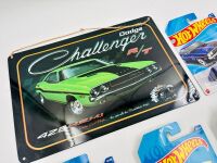 MUSCLE CARS: A group of 23 1:64 scale Hot Wheels muscle car models with a Dodge Challenger sign [Location: Sydney] - 13