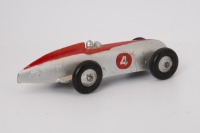DINKY TOYS: 23a RACING CAR c1950 Silver/Red RN4 with silver ridged hubs - 2