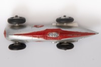 DINKY TOYS: 23a RACING CAR c1950 Silver/Red RN4 with silver ridged hubs - 4
