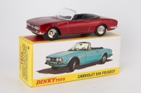 ATLAS/DINKY TOYS: 1423 Peugeot 504 Cabrio, comes with traffic sign and correct box colour dot. Boxed.
