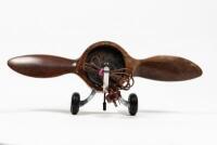 CLOCK: A mid century timber and metal propeller electric clock, movement made in USA (22 cm h x 53 cm w) - 2