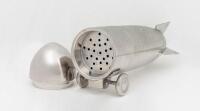 ZEPPELIN COCKTAIL SHAKER: An Art Deco STYLE metal Zeppelin cocktail shaker ( 33cm length) SALEROOM NOTICE