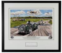GOODWOOD/GAZE: A print depicting Squadron Leader F.A.O. "Tony" Gaze DFC**, OAM, in his MG J2 racing around the perimeter track of Westhampnett