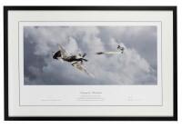 TONY GAZE: A limited edition print featuring Australian racing driver and fighter ace Squadron Leader F.A.O &ldquo;Tony&rdquo; Gaze, DFC** OAM, in his Spitfire Mk XIV of 610 Squadron RAF, signed by Tony & artist