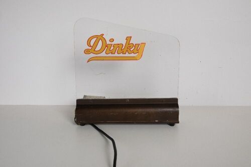 DINKY TOYS: An original c1950s Dinky Toys countertop display flashing light-up sign, working, measures 32cm high, 31cm wide