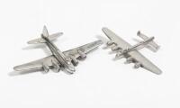 BOMBERS: Two large cast metal aeroplane, one being the Lancaster Bomber, 22.5cm wide