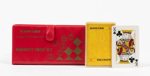 QANTAS: Two Qantas in flight games, including a game card and a NOS magnetic portable chess set', with sealed pieces.