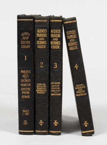 AUDELS ENGINEERS: A 1928 collection of four Audels Engineers and Mechanics guide, vol 1 to 4, with have a total of 1754 pages, all with their original leather cover