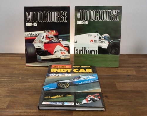636 · AUTOCOURSE: Three hardcover editions of 'Autocourse', includes editions 1984-85, 1985-86 and Indycar 1995-96
