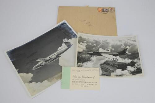 AVIATION DIVISION: Two black and white photographs as provided by The Aviation Division Overseas Corporation (Australia) Limited. Avro, Hawker photographs