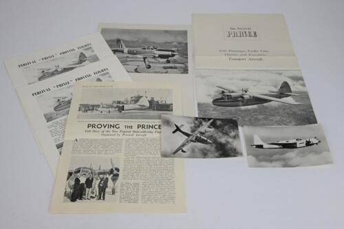 PERCIVAL AIRCRAFT: A group of re-printed items relating to Percival Aircraft. Sealand & Sturgeon II Aircraft post cards