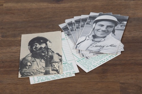 BP / COR Eleven original 1950s / 60s BP / COR 'Record of Holiday Motoring' double sided cards featuring Donald Campbell and Stirling Moss