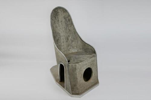 AVRO ANSON: A decorative aluminium cockpit seat removed from WWII Avro Anson, with leather cushion ( 86cm high)