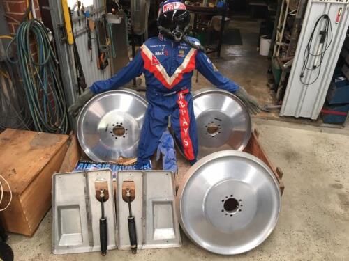 AUSTRALIA&rsquo;S FASTEST WHEELS: Three used wheels off 'Aussie Invader 2' which set the Australian Land Speed Record at 802km/h in 1994. Located in Western Australia