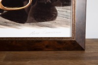 BRABHAM/TAURANAC: A print featuring Jack Brabham in 1966 Championship winning Brabham BT19, signed in pencil by constructor Ron Tauranac, image 30cm high, 42cm wide - 2