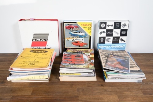 HOT ROD / MUSCLE: A box with assorted mostly US published part catalogues for Hot rod & muscle cars