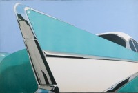 PRINTS: Three oil on canvas paintings by local artist Terry Lawrie featuring illustrations of c1950s American cars, all 61cm high, 91cm wide - 4
