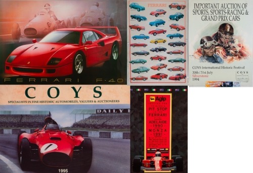 FERRARI: A group of five Ferrari themed laminated posters