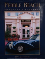 POSTER: A poster promoting the 50th anniversary of the Pebble Beach Concours D'Elegance, 81cm high, 64cm wide