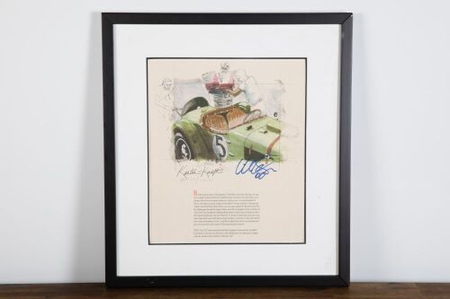697C · KURTIS-KRAFT: A print featuring an illustration of the 1955 Kurtis-Kraft, limited edition (126/1000), signed by unknown person, 33cm high, 28cm wide (visible)