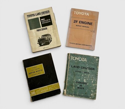 325 · TOYOTA: A group of four factory manuals for the Landcruiser and 2F engine [Location: Sydney]