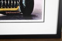 KURTIS: A print featuring the 1953 Kurtis 500S by Roger Blanchard, limited edition (6/30), signed by the artist, 27cm high, 37cm wide - 2