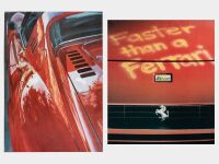 FERRARI DINO: Two laminated posters both featuring Dino's, largest 89cm high, 64cm wide