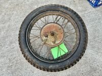 WHEEL: A 40 spoke, 19 inch wheel with finned 8 inch brake, made by Royal Enfield, to suit Norton [Location: Sydney]