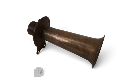 HORN: A Brasco (USA) brass horn, 25cm long [Location: Melbourne]