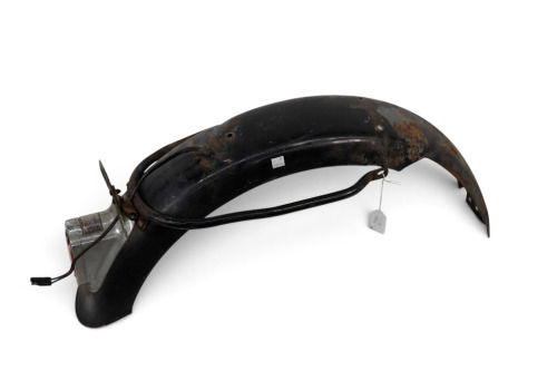 TRIUMPH: A c1960s Triumph rear mudguard with stay & fitted with Harley-Davidson tail light [Location: Melbourne]