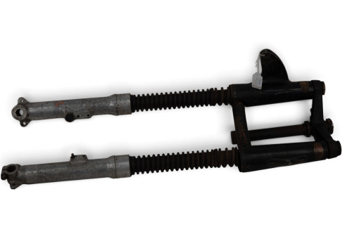 NORTON: A pair of Norton roadholder forks with headlamp brackets with brass roadholder plates attached [Location: Melbourne]