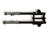 NORTON: A pair of Norton roadholder forks with headlamp brackets with brass roadholder plates attached [Location: Melbourne] - 3