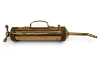 GREASE GUN: An Edelman & Co (USA) solid brass locomotive grease gun, 54cm long [Location: Melbourne] - 2