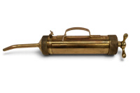 GREASE GUN: An Edelman & Co (USA) solid brass locomotive grease gun, 54cm long [Location: Melbourne] - 3